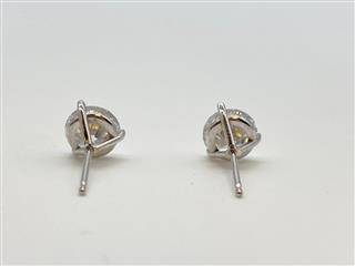 14K White Gold 2 CTW Round Diamond Stud Earrings 1.4g